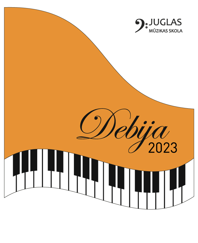 Jauno pianistu festivāla "Debija" logo - oranžas klavieres